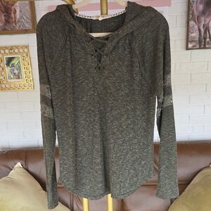 Rewind Olive Lace-Up Sweatshirt